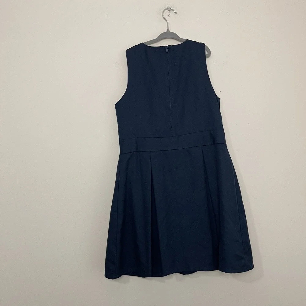 Lands' End Girls Navy School Uniform Jumper Dress Pleated Preppy Classic Sz 8